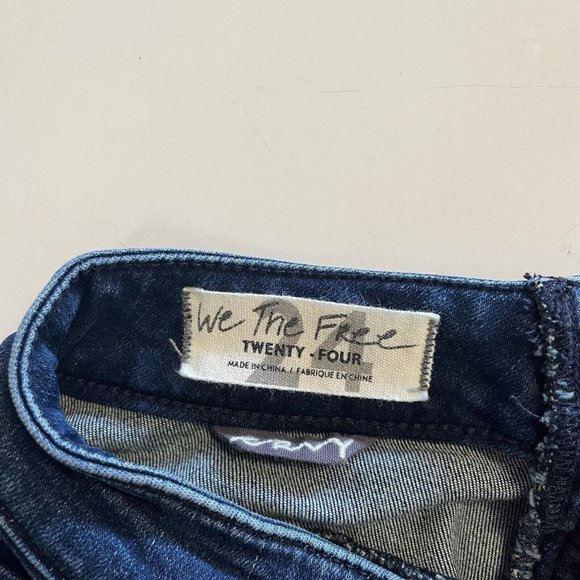 We The Free Super High Rise Lace Up Flare Jeans Size 24 Dark Wash Hippie 24x31 - Picture 6 of 13